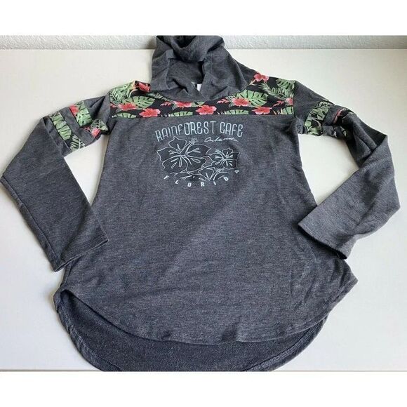 Rainforest Cafe Orlando Tropical Hoodie Tropical Print Colorful Sz S Grey - Picture 1 of 7